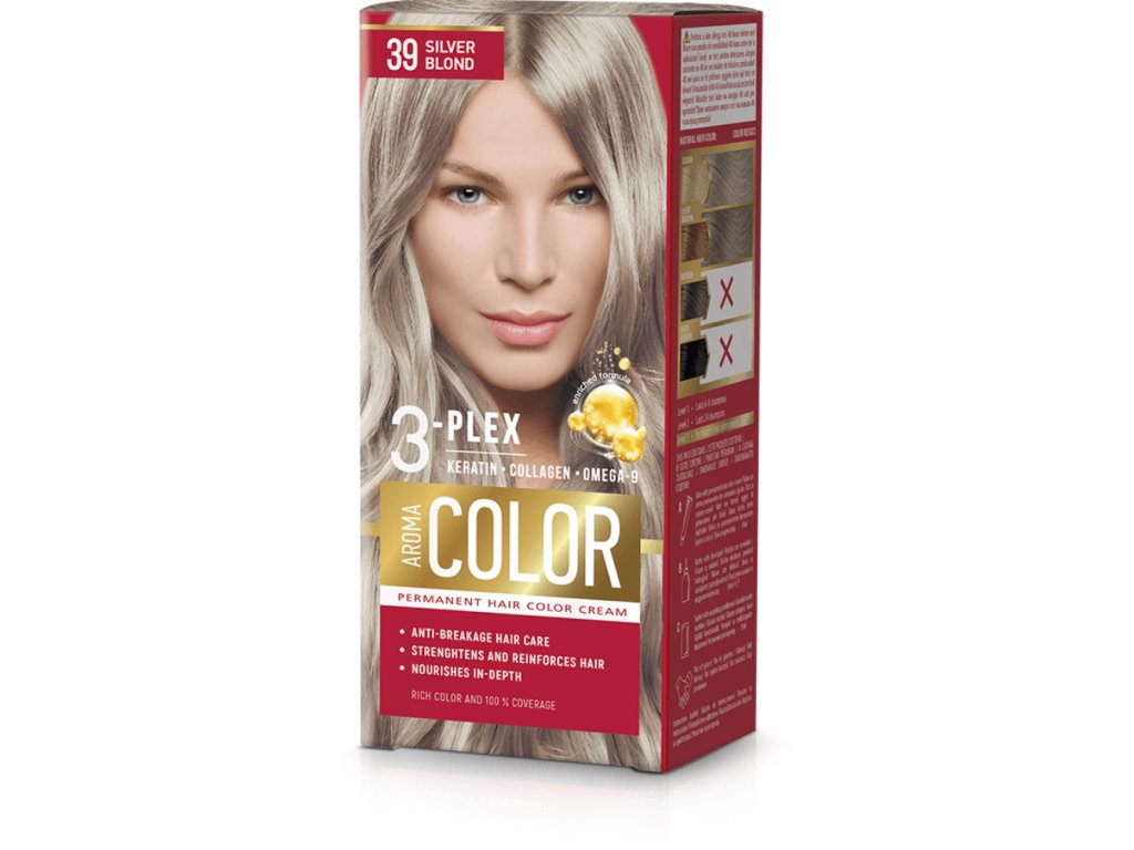 Farba na vlasy - strieborný blond č. 39 Aroma Color blond