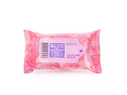 Vlhčené obrúsky na odstraňovanie make-upu s Q10 s ružovou vodou Rose of Bulgaria 15 ks