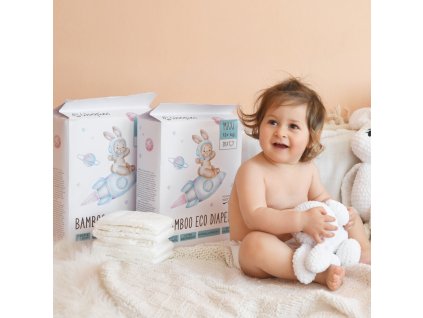 XL balenie Woopies detské EKO plienky MAXI (12+kg) Wooden Spoon 3x28ks ECO CERT Cosmos Organic