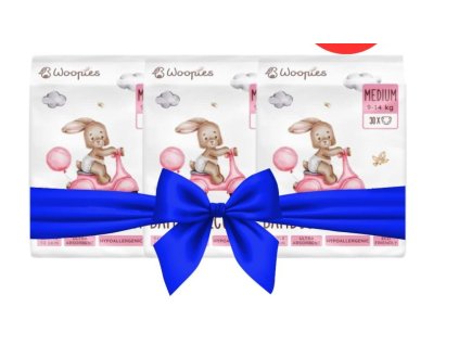 XL balenie Woopies detské EKO plienky MEDIUM (9-14kg) Wooden Spoon 3x30ks ECO CERT Cosmos Organic