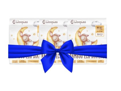 XL balenie Woopies detské EKO plienky MINI (3-8kg) Wooden Spoon 3x36ks ECO CERT Cosmos Organic