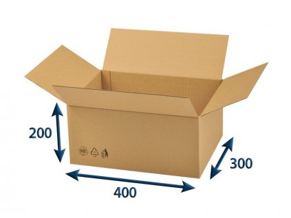 kartonova krabica 400 x 300 x 200 3vvl chlopnova