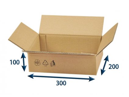 kartonova krabica 300 x 200 x 100 5vvl chlopnova