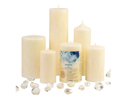 Sviečka JASPIRE® s energiou kameňa Krištáľ