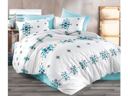 32453 bavlnene povleceni hippi tyrkysove bedtex