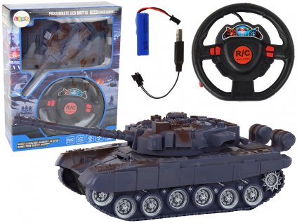 Tank R/C távirányító fények hangja sötétkék 1:18 27MHz