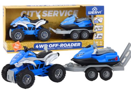 ATV csónak utánfutóval és jet-skivel