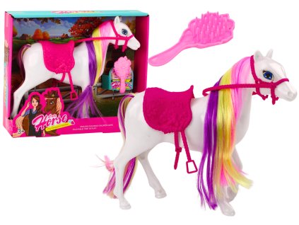 Fehér ló fésülködő figura nyereggel és istállóval Farm Cute ló