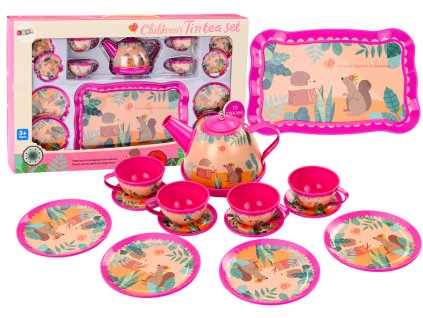 Kávés és teáskészlet - csészék, vízforraló, csészealj rózsaszín kávézó 15 részes