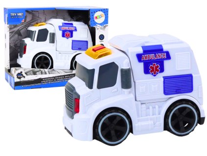 Mentőautó hang- és fényhatásokkal fehér