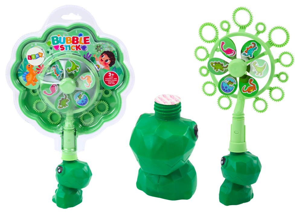 Buborékfújó zöld dinoszaurusz propellerrel