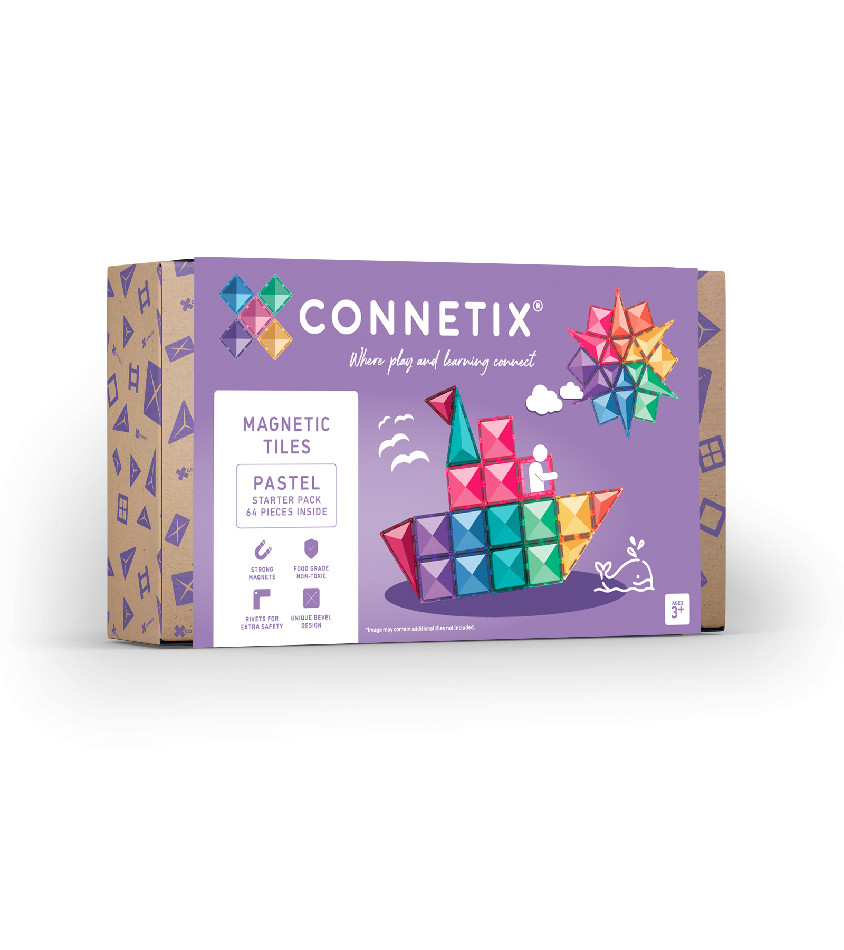 Connetix csempe - Mágneses Építőkészlet Pasztell Kezdőkészlet 64 db