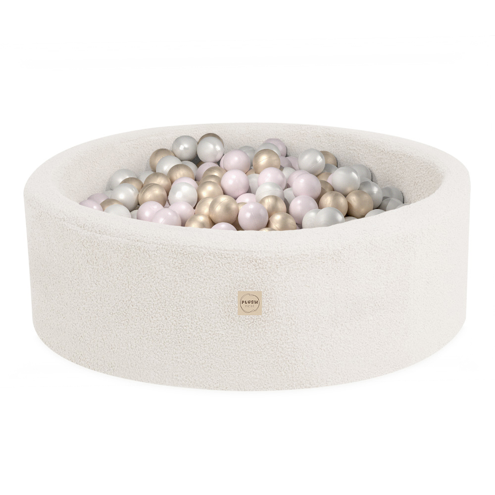 PLUSH NEST Száraz medence kerek krém bárány Ø 90 × 30 cm 200 labdával