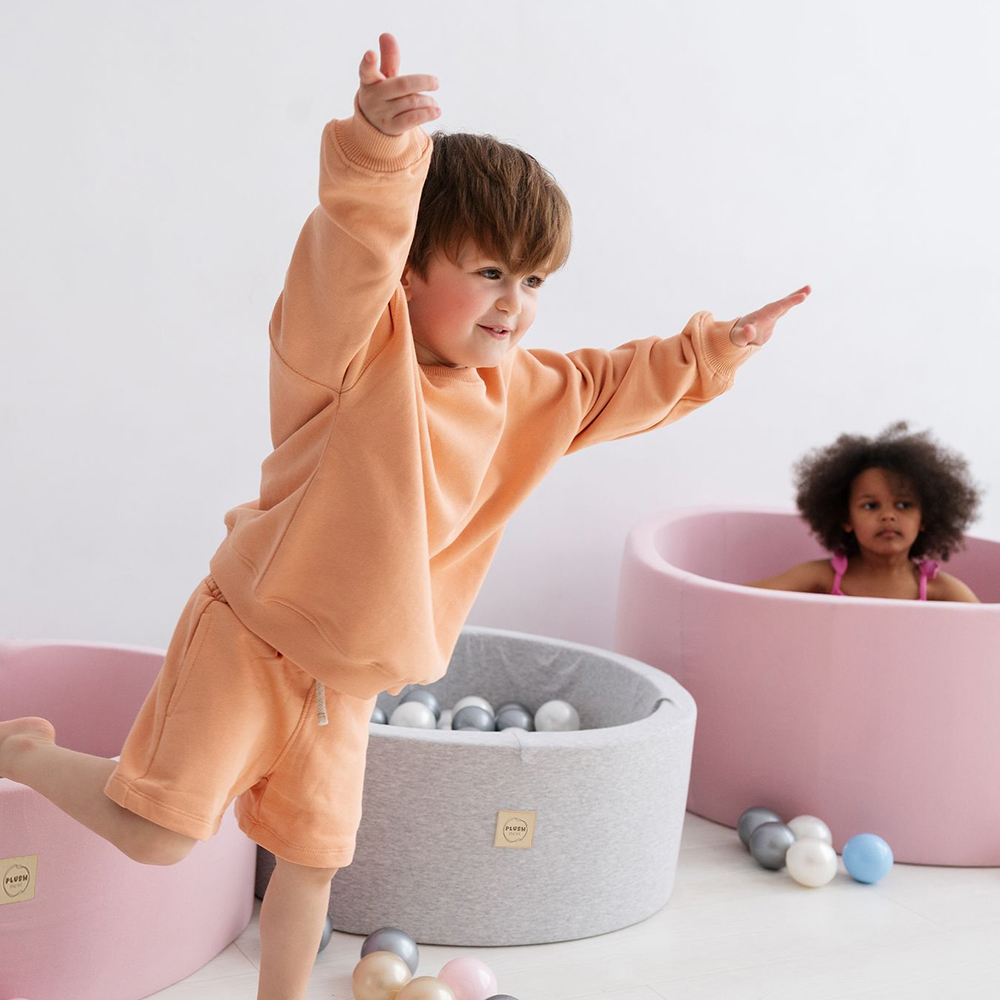 PLUSH NEST Száraz medence kerek Pamut (Smart kollekció) Ø 90 × 30 cm, világosszürke