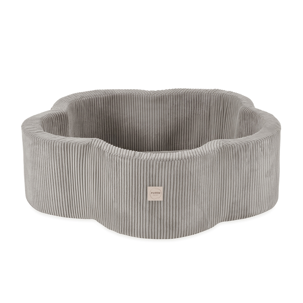 PLUSH NEST Száraz virágzóna medence 95 × 30 cm - Prémium bézs kordbársony 200 labdával