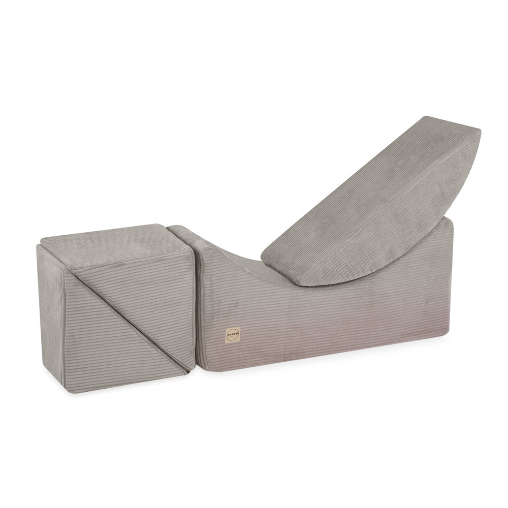 PLUSH NEST Gyerek állítható fekvőfotel Prémium bézs kordbársony 145 × 35 × 45 cm