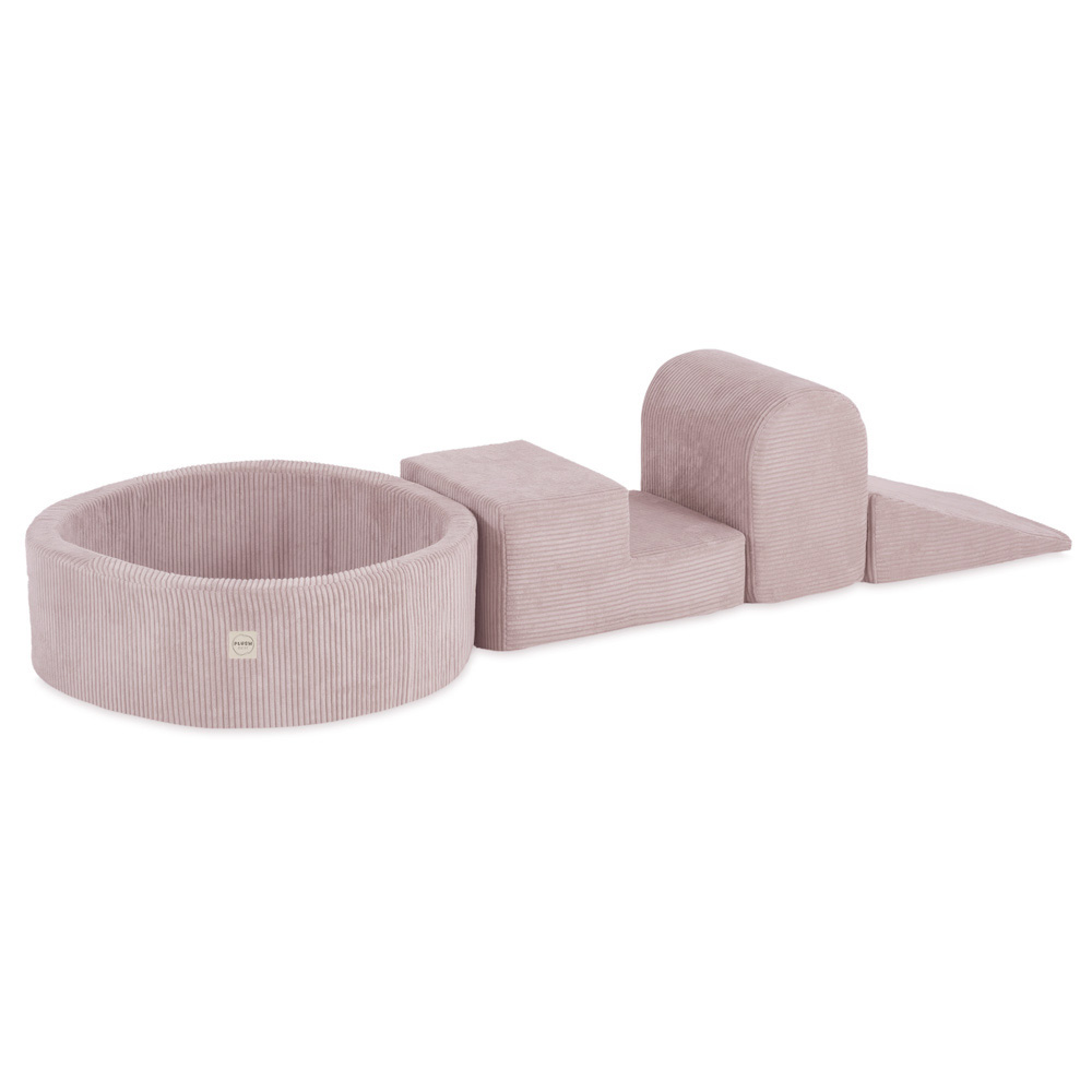 PLUSH NEST Játszókészlet medencével (3 elem + száraz medence Ø 90 × 30 cm) és 200 labdával