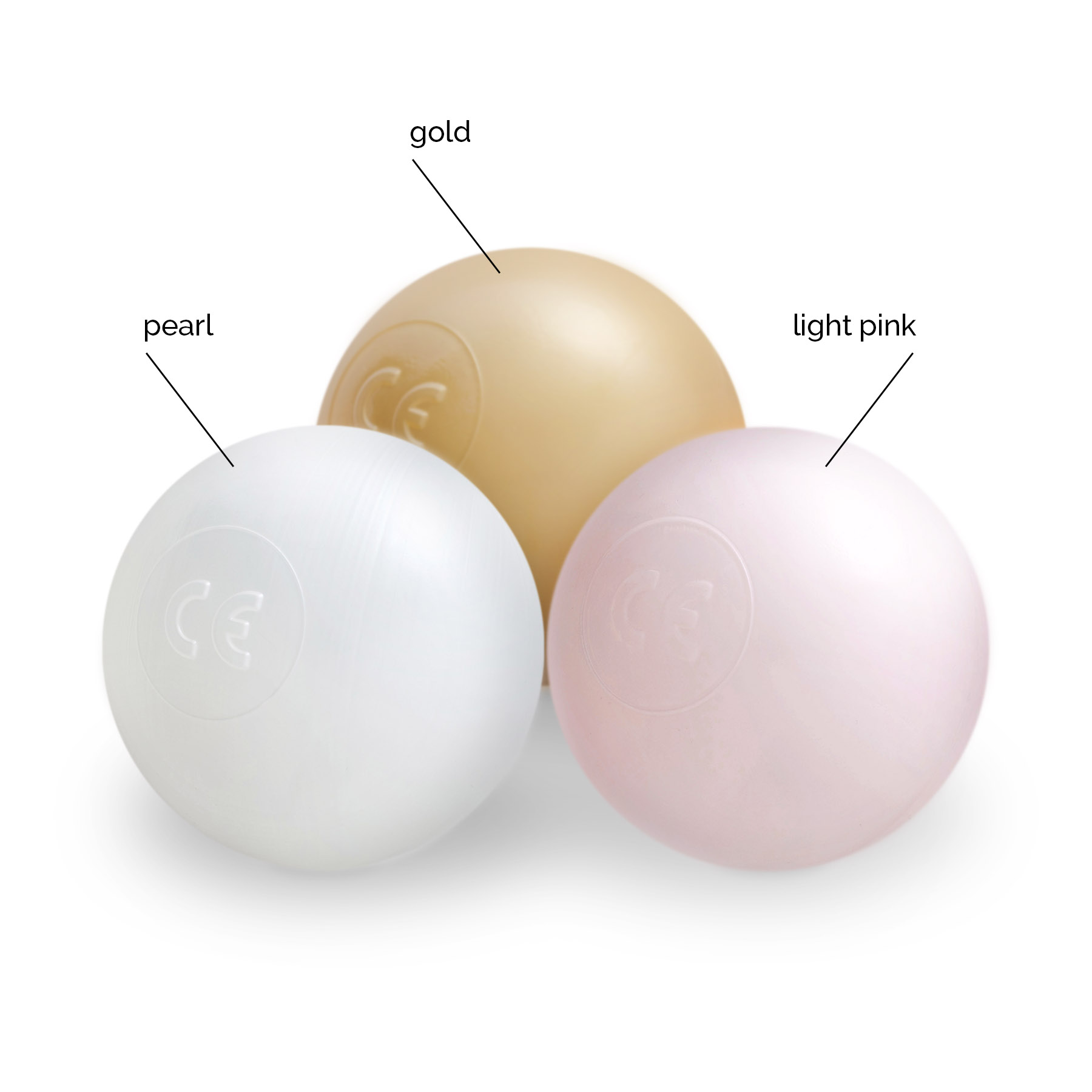 PLUSH NEST Labdák száraz medencébe Ø 6 cm 200 db (gyöngyház, arany, gyöngyház világos rózsaszín)