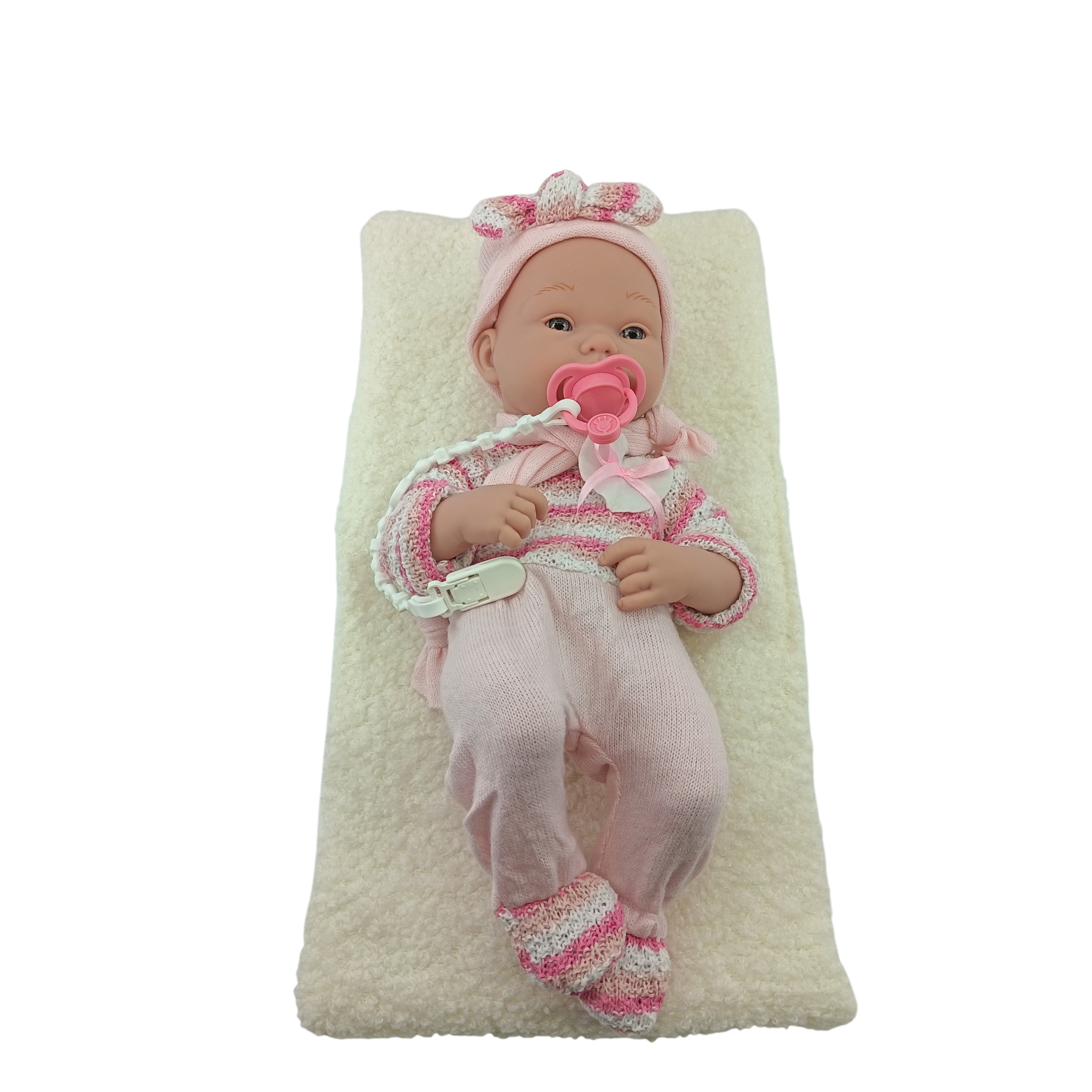 Mamido Rózsaszín pulóveres baba cumival 35 cm