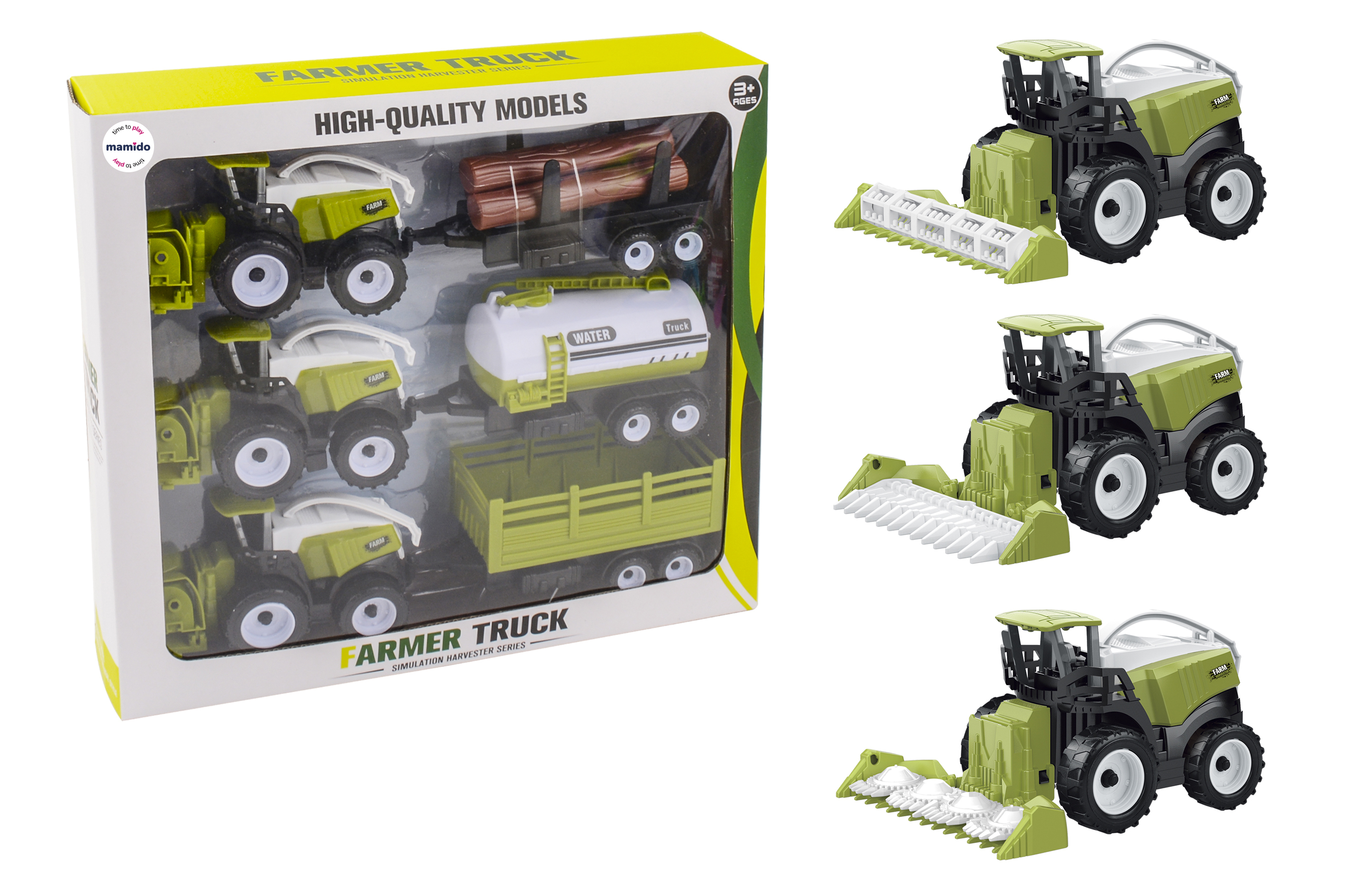 Mamido Három mezőgazdasági kombájnból álló készlet pótkocsival