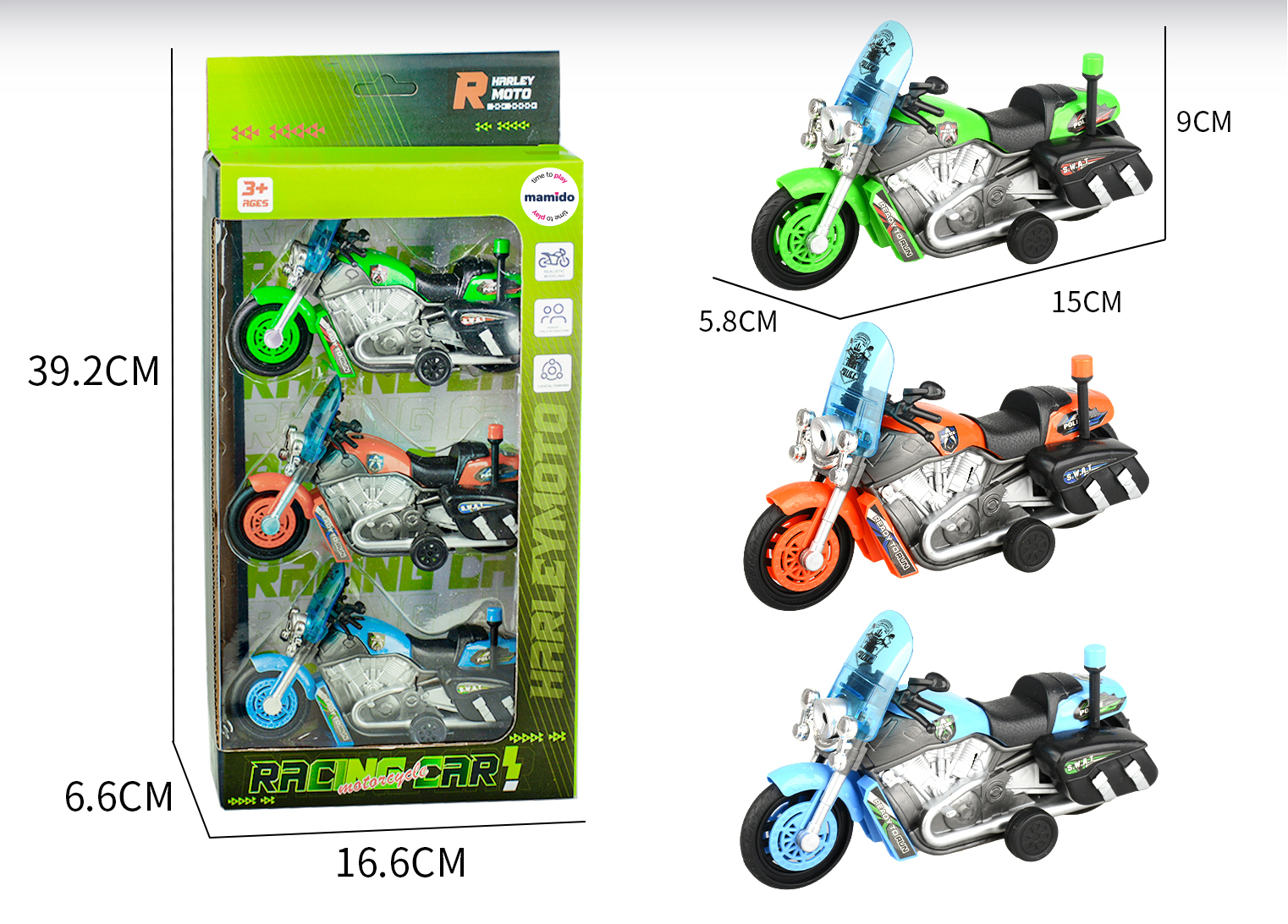 Mamido Három rendőrségi motorkerékpár készlet