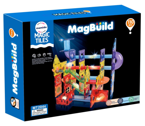 Mamido Mágneses világító építőkészlet golyópálya 110 db MT1505
