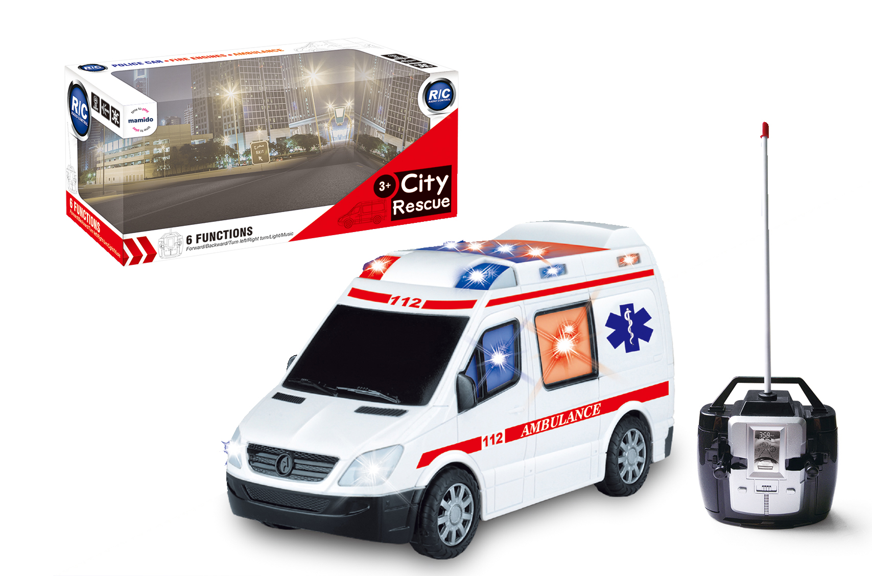 Mamido Távirányítós mentőautó fényekkel Ambulance MT1376