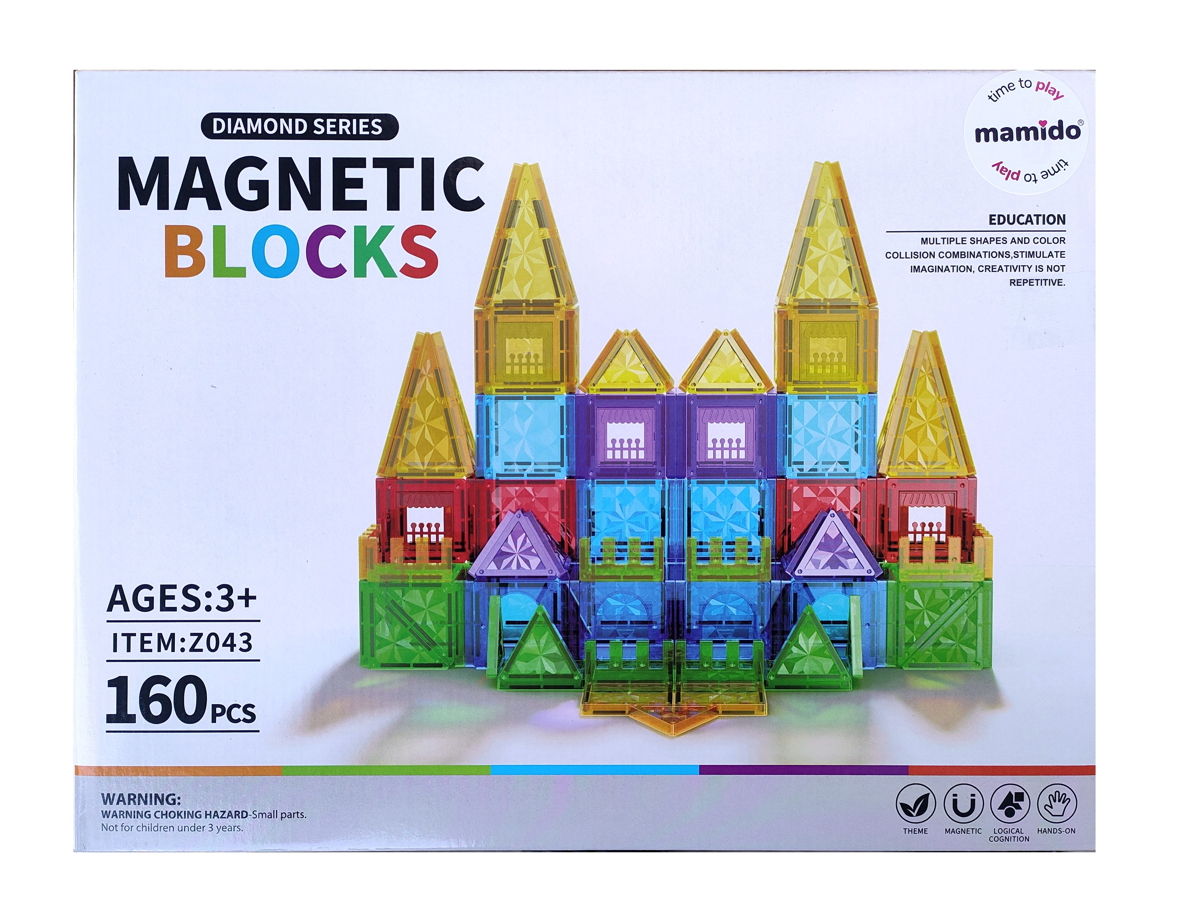 Mamido Mágneses építőkocka 160 darabos Szivárvány XL