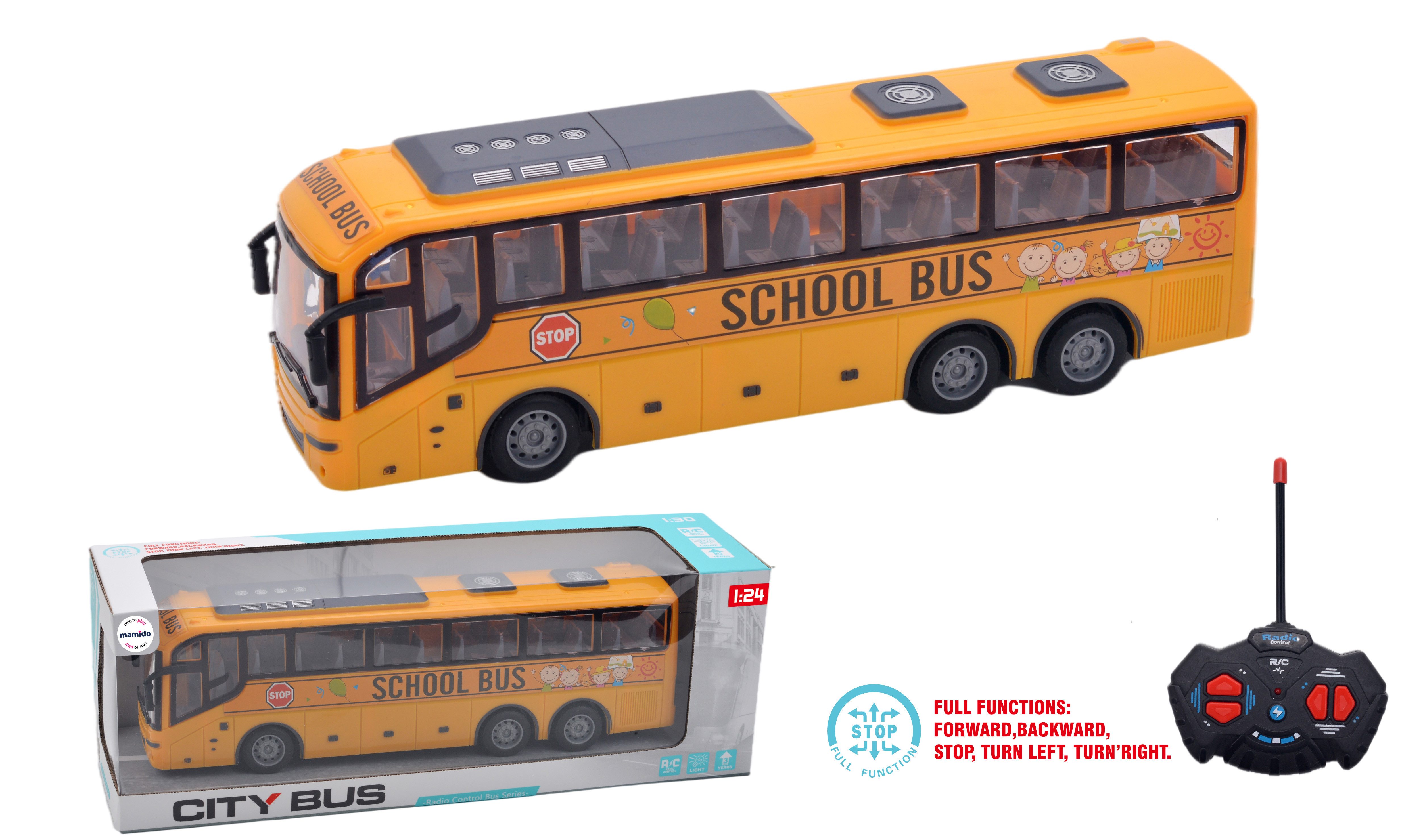 Mamido Távirányítós iskolabusz 1:24 sárga MT1305