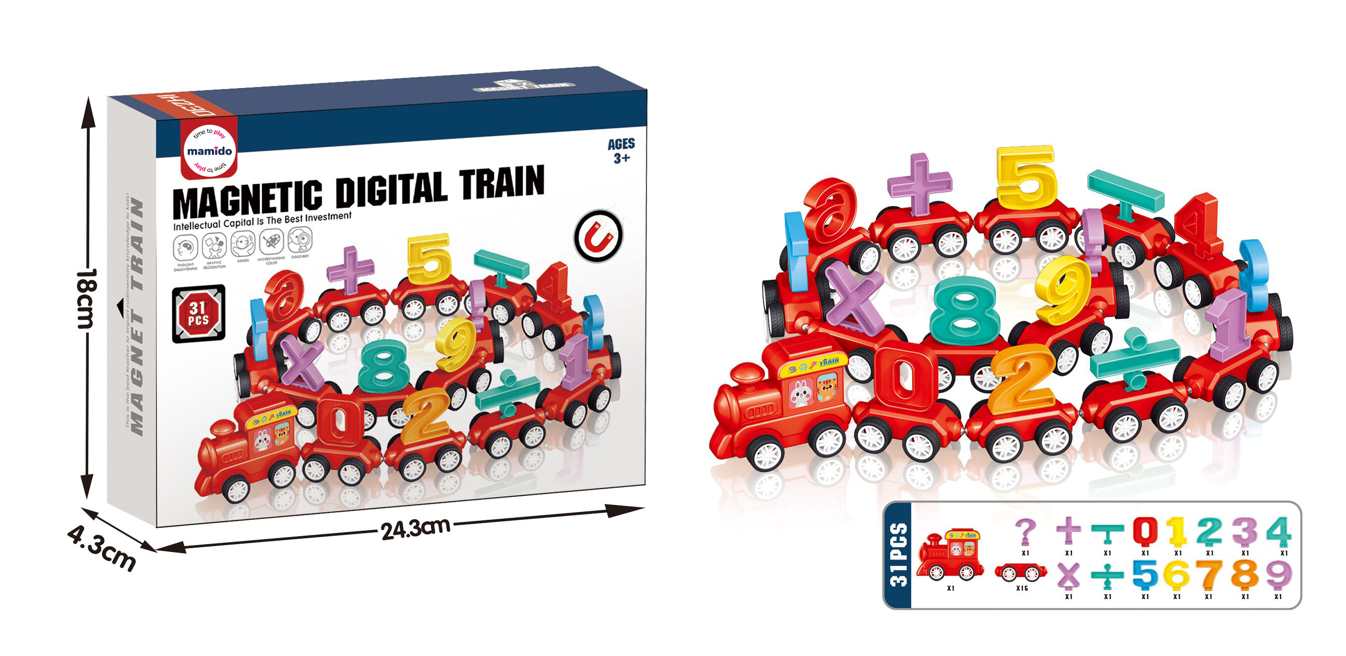Mamido Mágneses kisvonat számokkal és matematikai szimbólumokkal MT1161