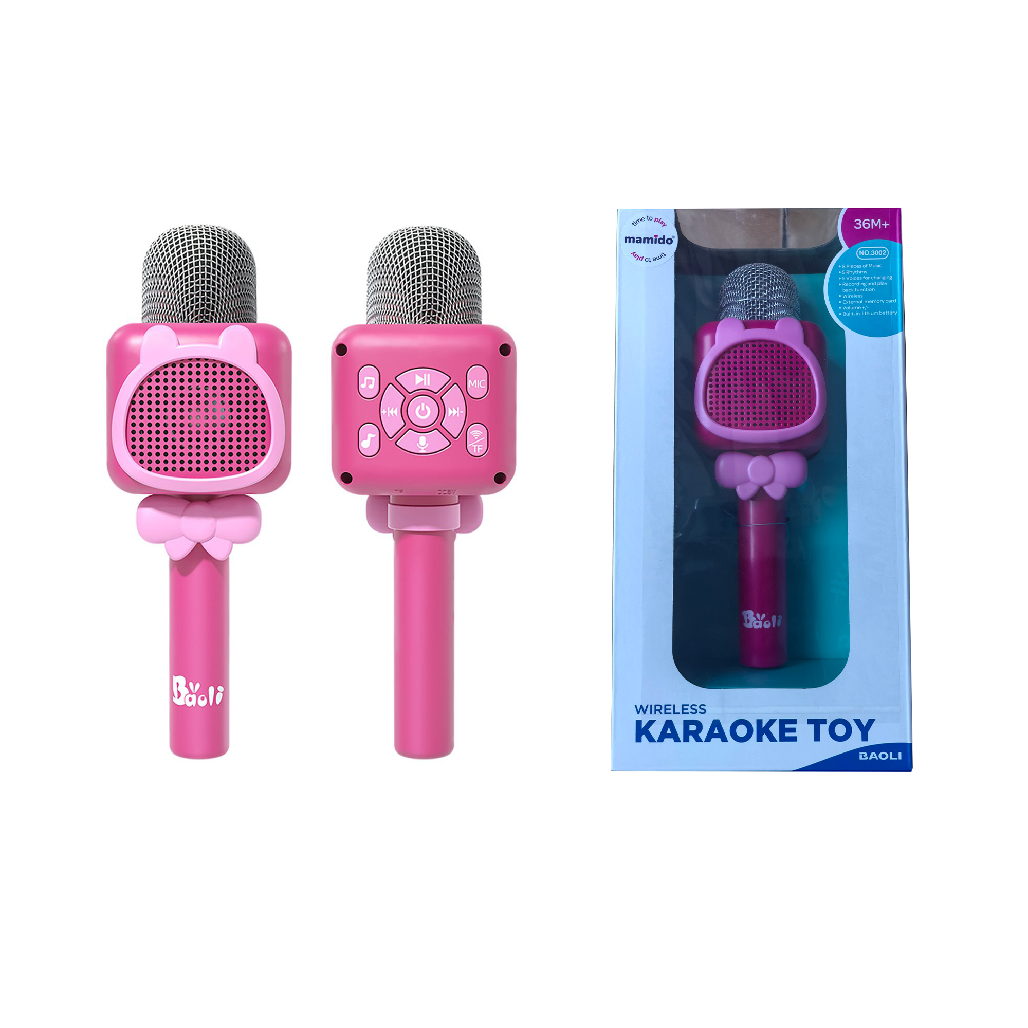 Mamido Gyermek vezeték nélküli Bluetooth karaoke mikrofon rózsaszín MT1561