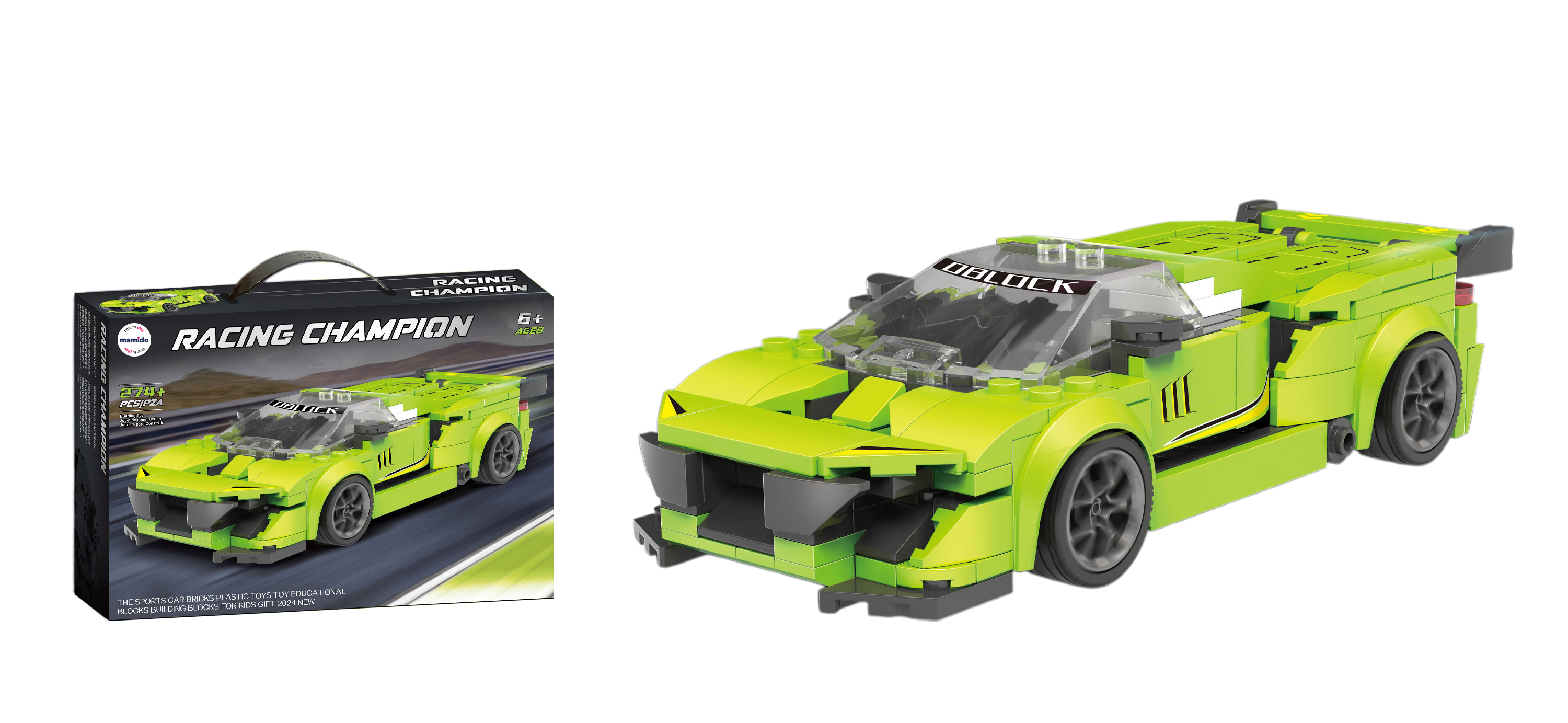 Mamido Építőkocka sportautó Racing Champion 274 darabos zöld