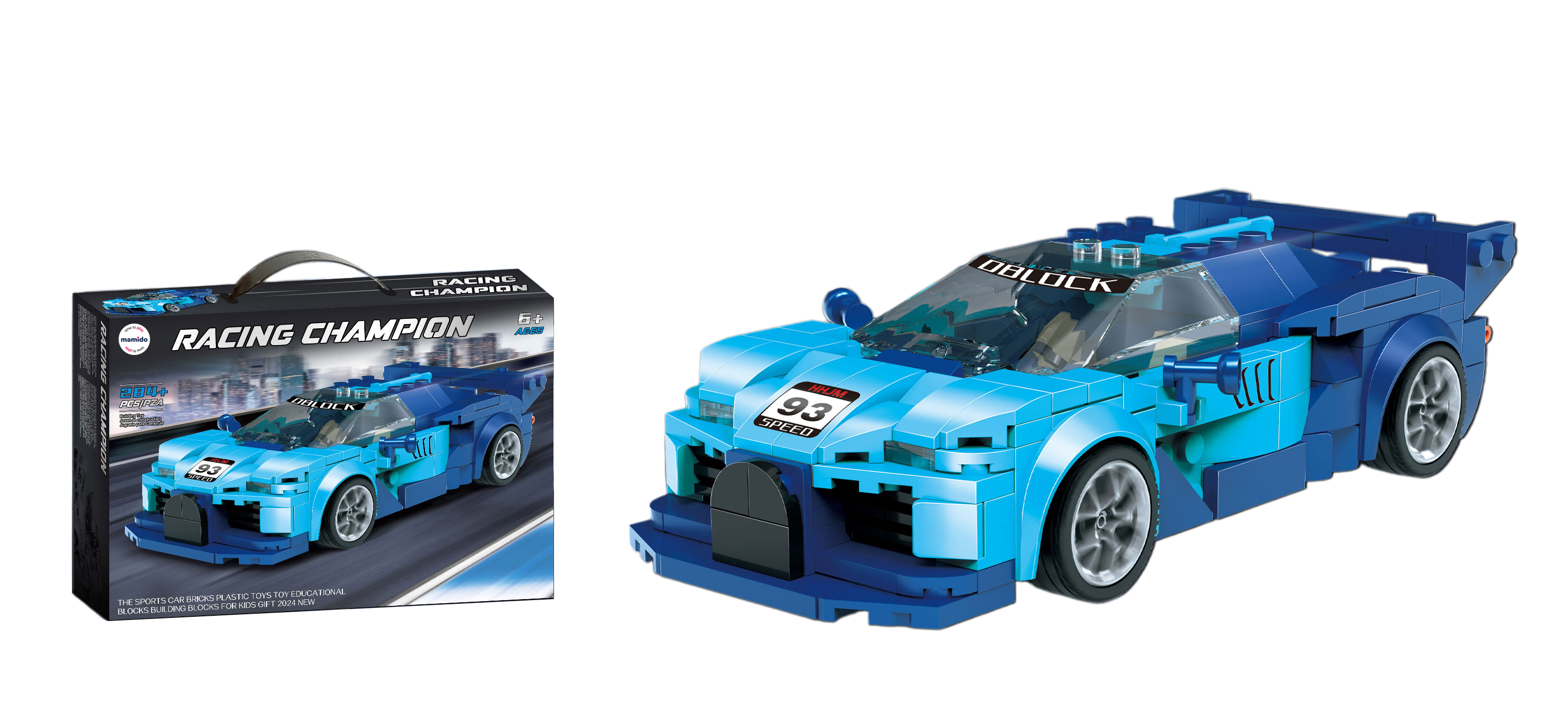 Mamido Építőkészlet sportautó Racing Champion 284 darabos kék