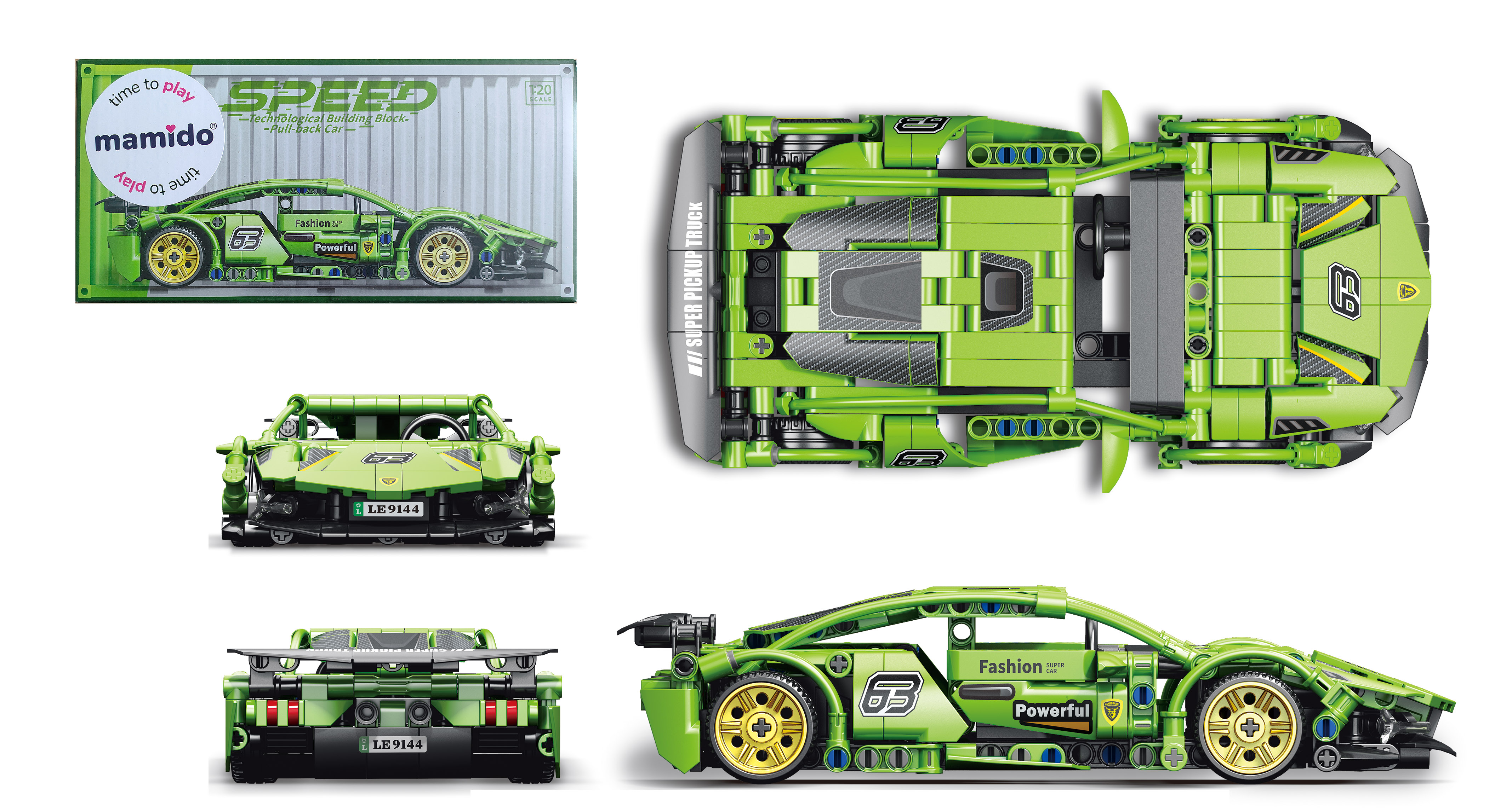 Mamido Építőkészlet sportautó Super Speed 385 darabos MT1133