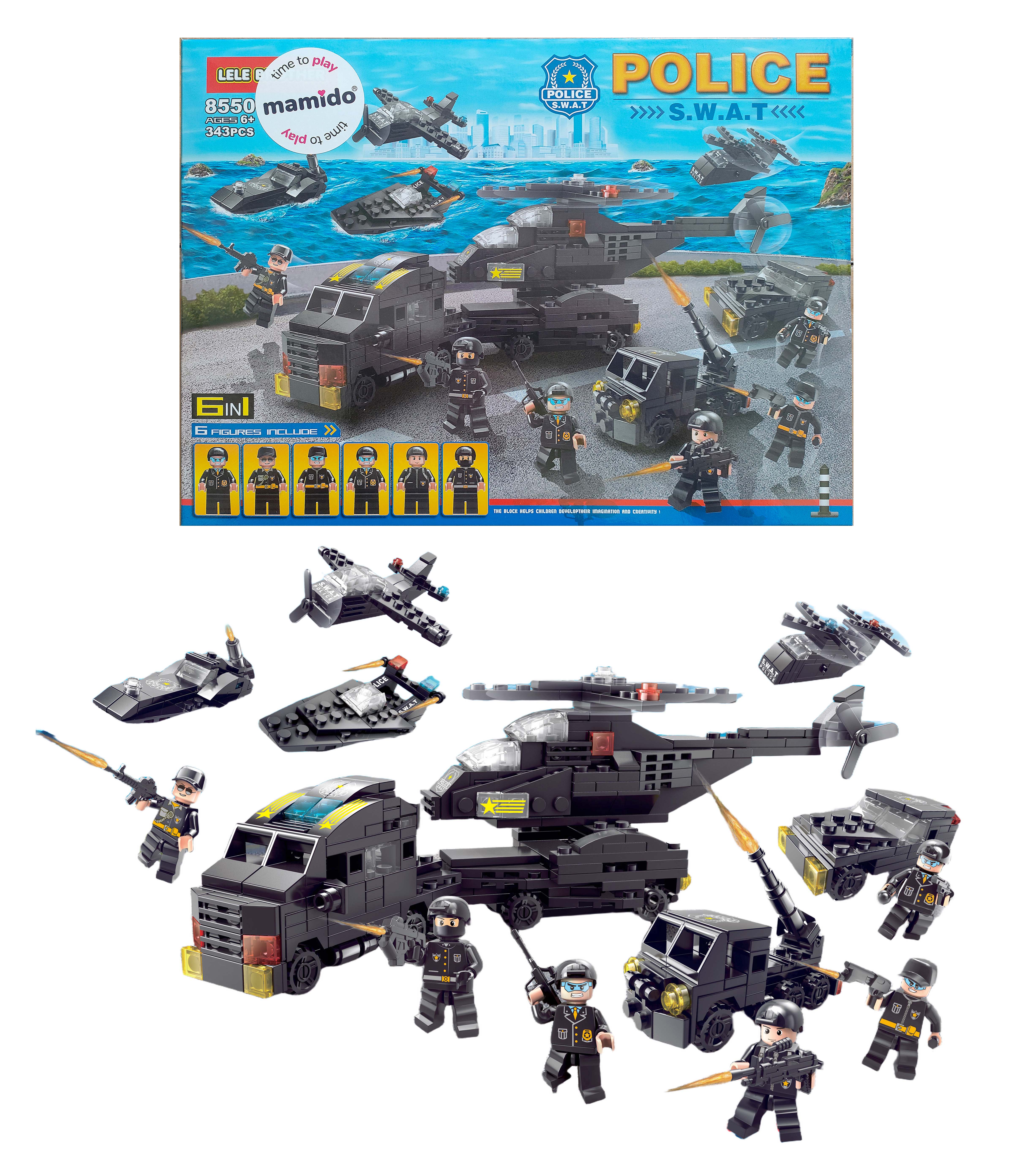Mamido SWAT rendőrautó építőkészlet 6 az 1-ben 343 darab MT1125