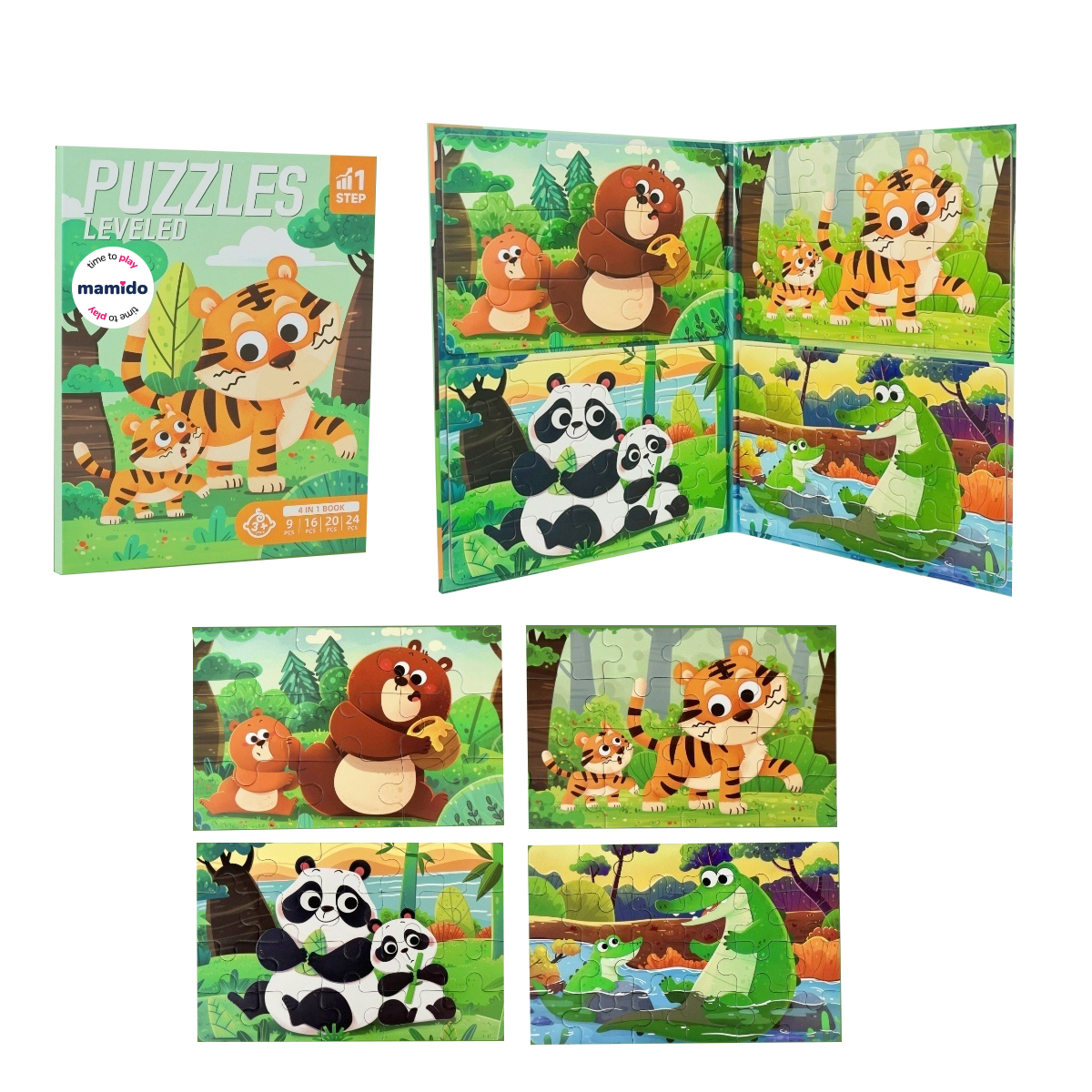Mamido Mágneses puzzle 4 az 1-ben állatok MT1571