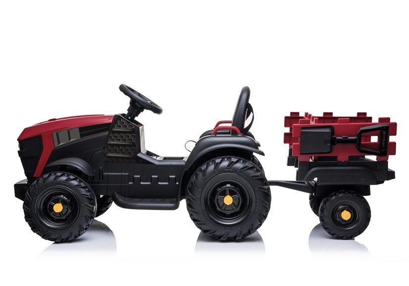 Gyermek elektromos traktor Farmer iparvágányral és lapáttal piros