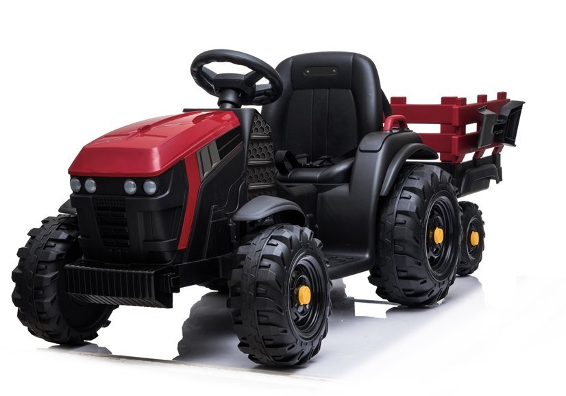 Gyermek elektromos traktor Farmer iparvágányral és lapáttal piros