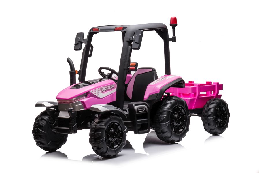 Gyermek elektromos traktor pótkocsival BLT rózsaszín