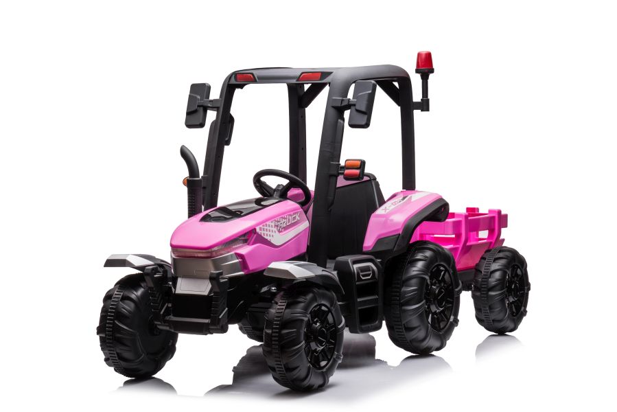 Gyermek elektromos traktor pótkocsival BLT rózsaszín