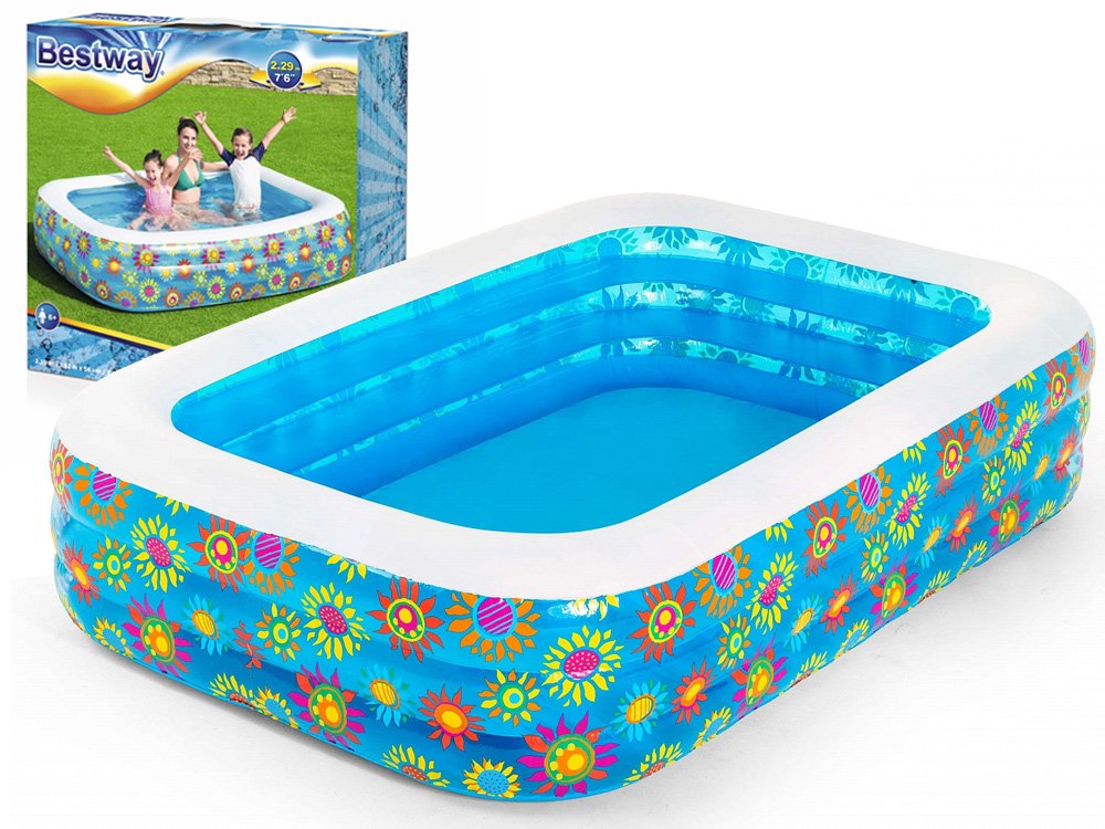 Bestway Felfújható gyermekmedence virágokkal 229 x 152 x 56 cm