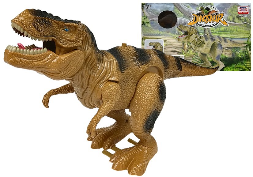 Dinosaur Tyrannosaurus Rex hang- és fényeffektusokkal barna