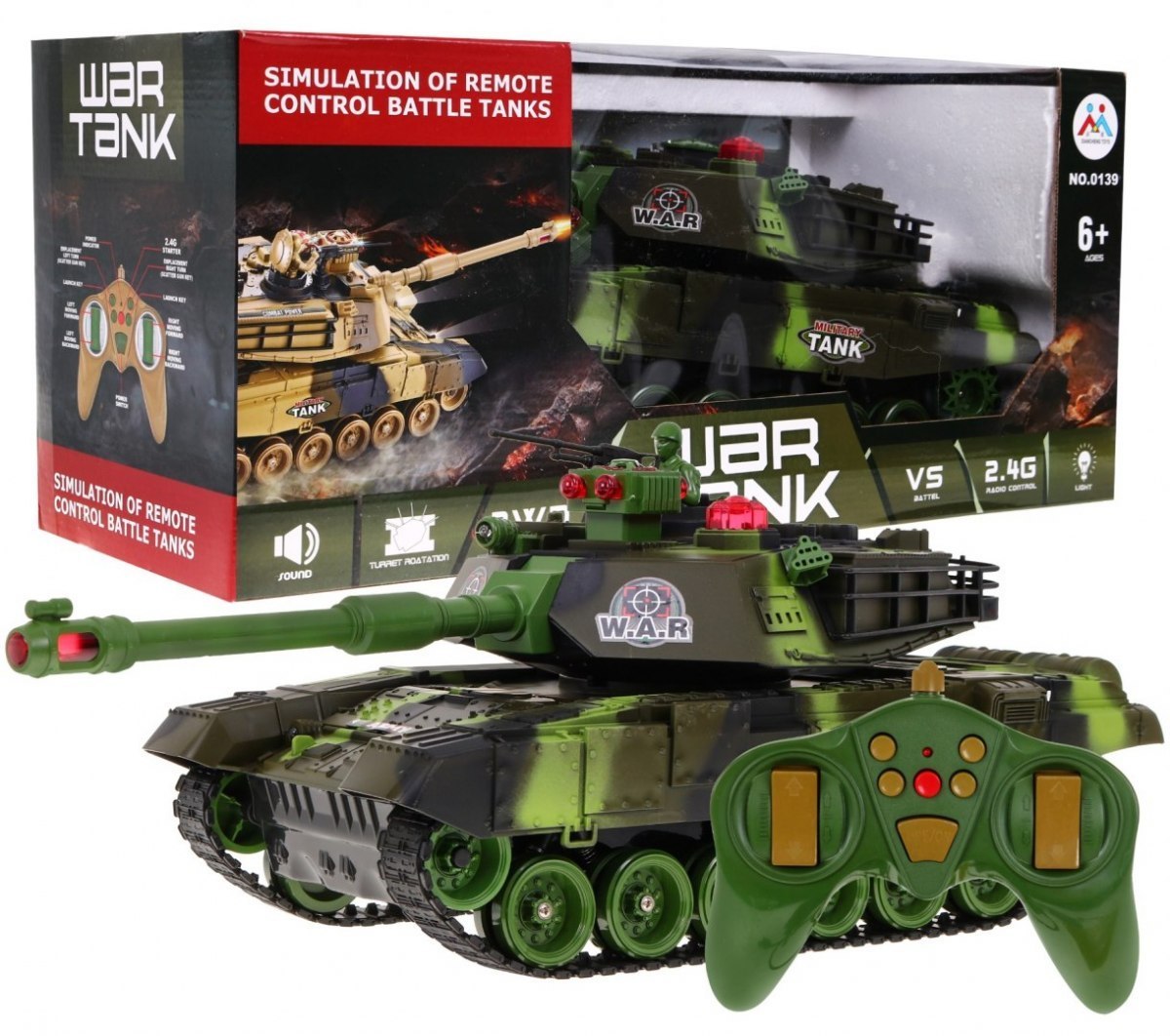 R/C távirányító tank 1:18 zöld