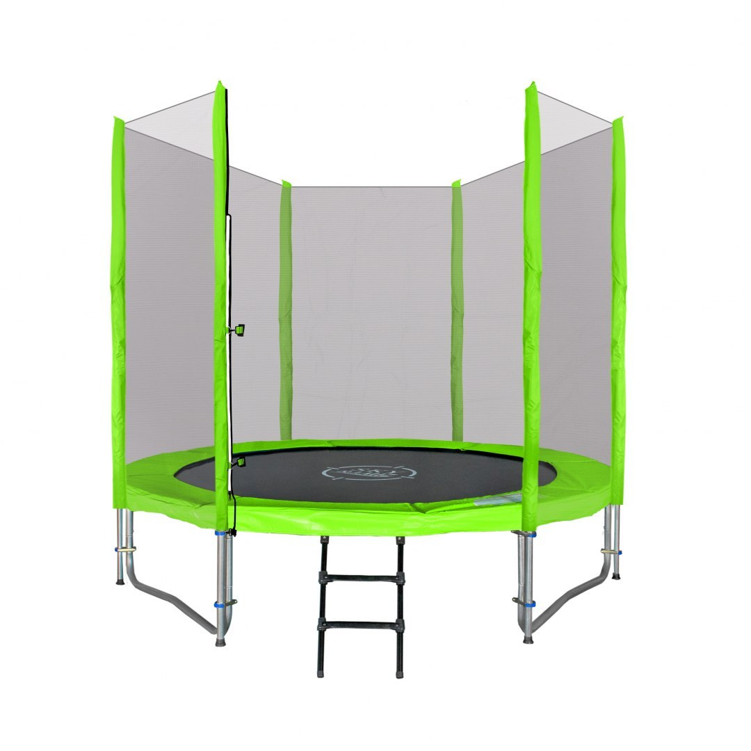 Trambulin biztonsági hálóval és létrával 244 cm zöld