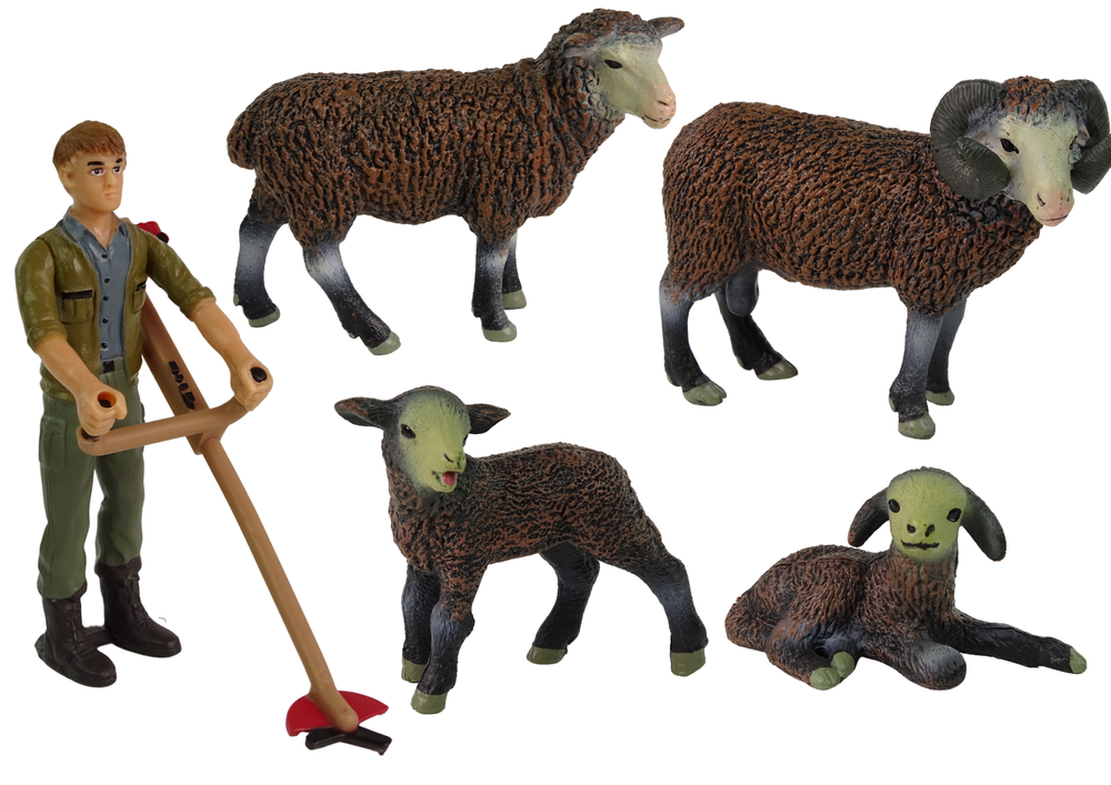 Háziállat-figurák készlete egy farmerrel