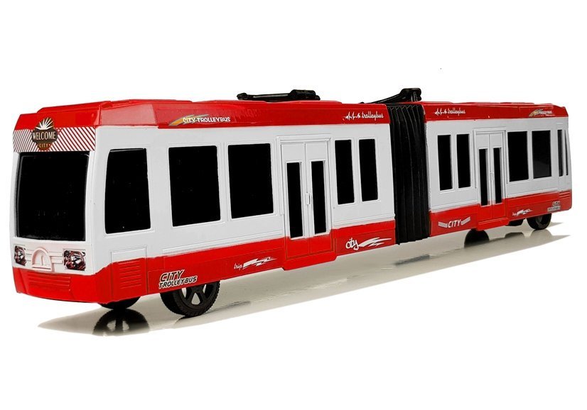 Csuklós busz súrlódási meghajtással piros
