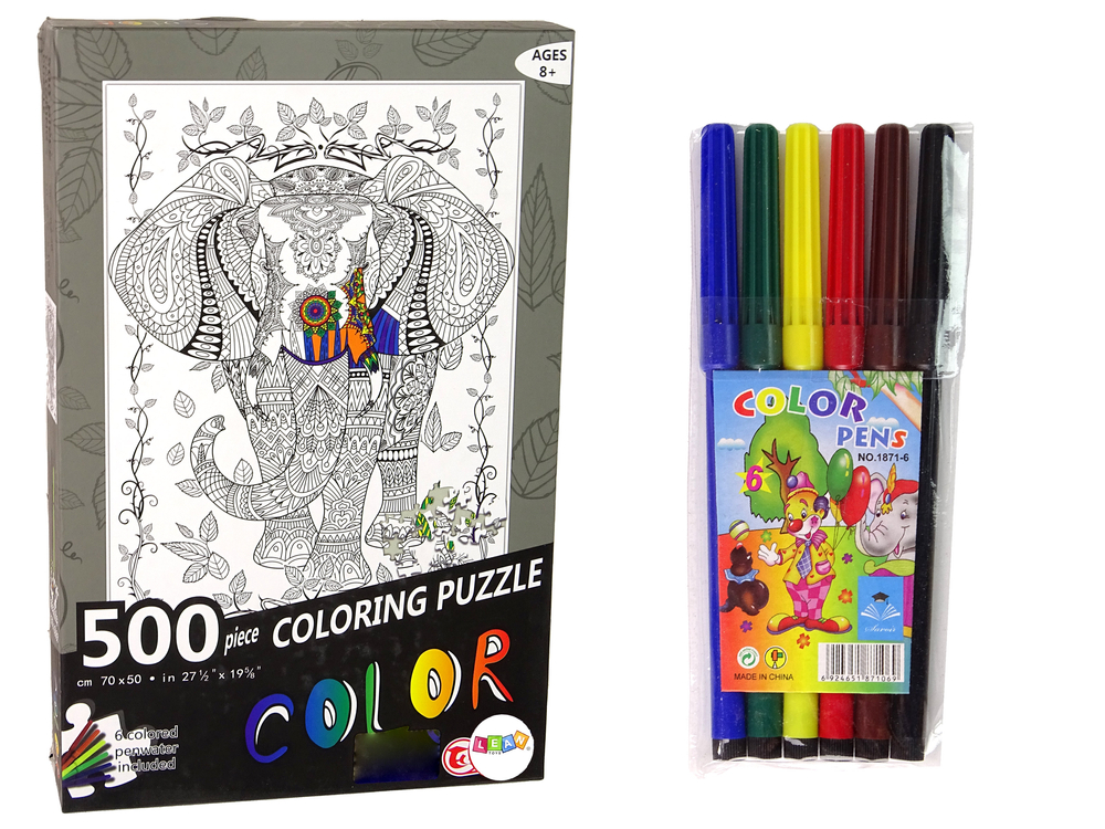 Színes puzzle 500 darab elefánttal