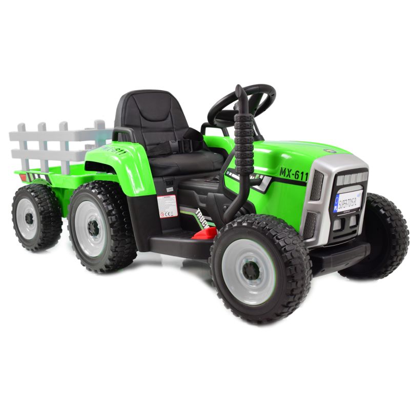 Mamido Elektromos traktor pótkocsival T2 zöld 12V7Ah EVA kerekekkel