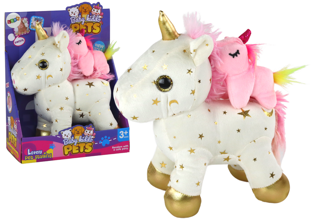 Plüss hálózsák Unicorn csillagokkal fehér