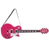 Dětská elektrická kytara s popruhem růžová11